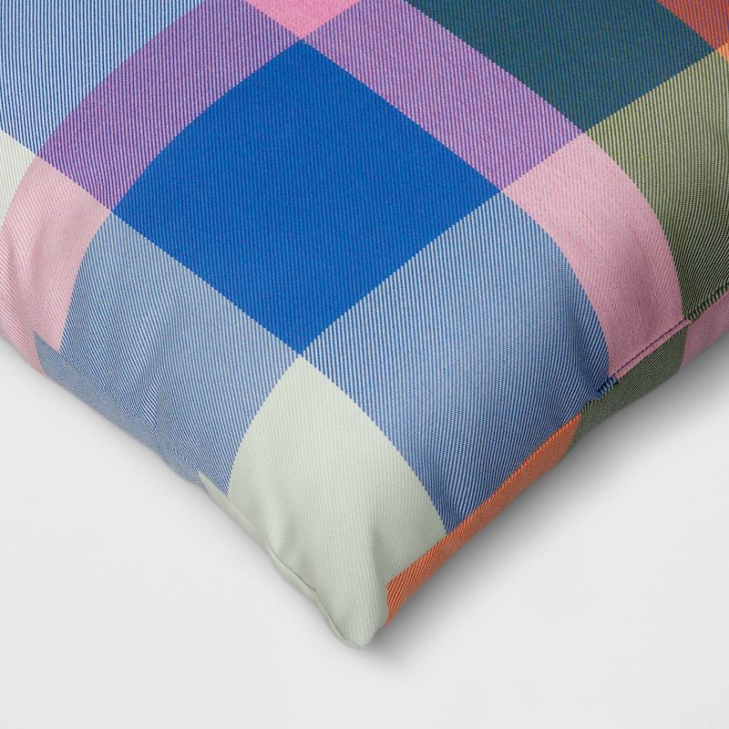 18&#34;x18&#34; Bold Plaid Square Outdoor Throw Pillow Multicolor - Threshold&#8482;, 5 of 6