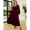 Plus Size Women's V Neck Long Sleeve Maxi Dress Floor Length Elegant Casual - 2 of 4