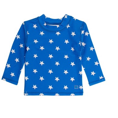 RuggedButts Baby Boys UPF50+ Long Sleeve Rash Guard - Blue Star, 6-12m