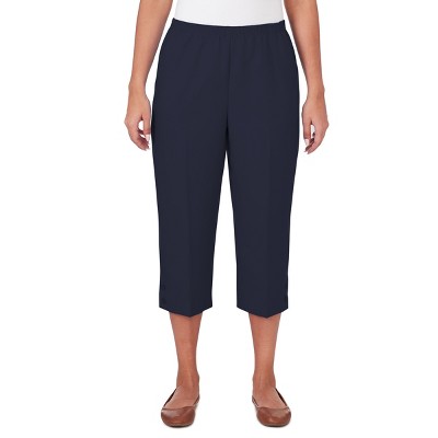 Alfred Dunner Womens Button Hem Denim Capri Pant