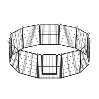 FURNIinspire Pet Crates and Houses, Large Foldable Cat Cage, Crate Exercise Place, Pet Fence Enclosure With Gate, Black, 32.67"*27.95"*5.9"