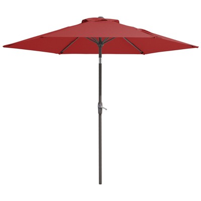 Hyleory 7.5' Sunbrella with 6 ribs,Hyleory Tilt Market Patio Umbrella with Oval Ribs Iron Pole, Sturdy and Adjustable