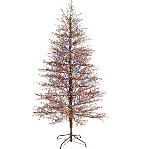 Nearly Natural 7-ft Frosted Berry Twig Artificial Christmas Tree with 450 Multicolored Gum Ball LED Lights and 1192 Bendable Branches - 1 of 4