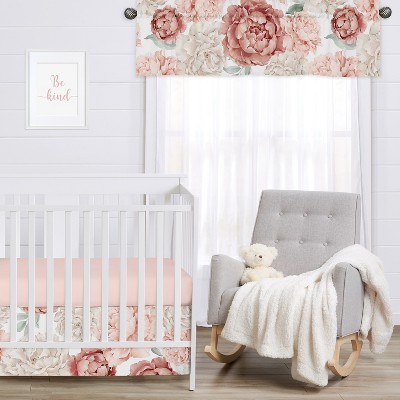 Blush Pink and Ivory Floral Garden Window Valance