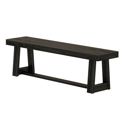 Plank+Beam 60" Black Wirebrush Solid Wood Farmhouse Dining Bench