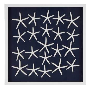Olivia & May 22"x22" Resin Starfish Cluster Shadow Box with Linen Backing Dark Blue
