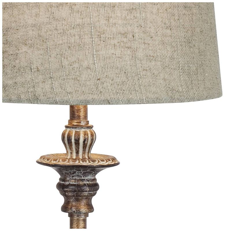 Regency Hill Bentley Traditional Buffet Table Lamps 31 1/2" Tall Set of 2 Weathered Brown Linen Fabric Drum Shade for Bedroom Living Room Bedside Home, 5 of 11