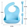 Set of 2 Silicone Baby Bibs for Babies & Toddlers, Baby Training Cutlery with Adjustable Bib Soft Spoon Fork - 4 of 4