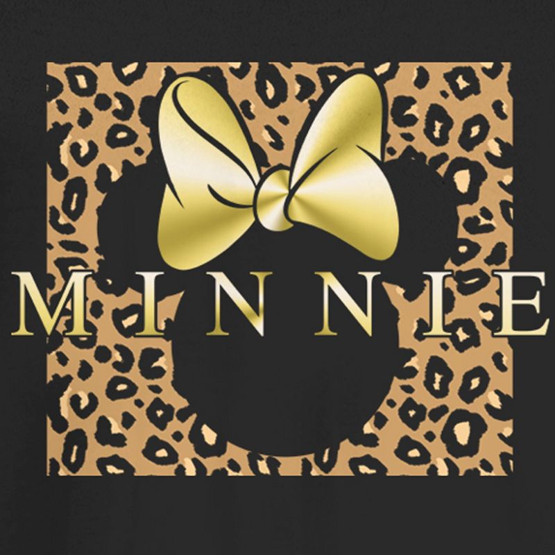 Juniors Womens Mickey & Friends Leopard Square Minnie T-Shirt, 2 of 5