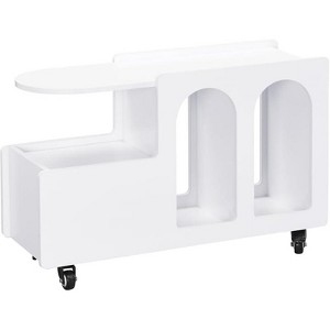 End Table with Storage Shelves and Drawer, Nightstand with 2 Compartments, Lockable Wheels, Bedside Table for Living Room Bedroom Small Spaces - 1 of 4