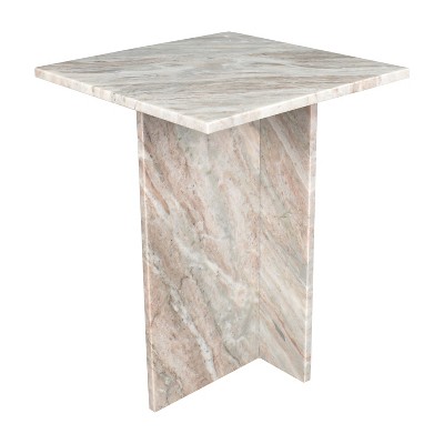 JONATHAN Y Cecil 18.5" Contemporary Natural Marble Handmade T-Shaped End Table