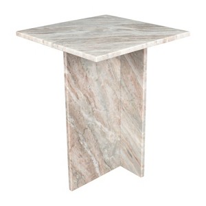 JONATHAN Y Cecil 18.5" Contemporary Natural Marble Handmade T-Shaped End Table - 1 of 4