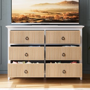 Dresser with 6 Fluted Drawers Panel, Wide Modern Chest of Drawers with Deep Drawers - 1 of 4
