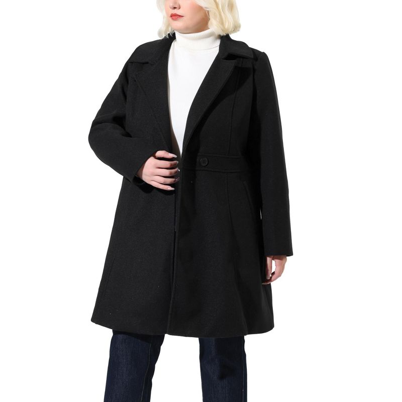 Agnes Orinda Women's Plus Size Notched Lapel Single Breasted Winter Long Pea Coat, 1 of 8