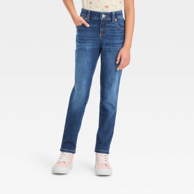 Girls' Mid-Rise Knit Waist Pull-On Skinny Jeans - Cat & Jack™ Medium Wash 4