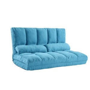 47.24'' Double Chaise Lounge Sofa Floor Couch and Sofa with Two Pillows (Blue) - 1 of 4