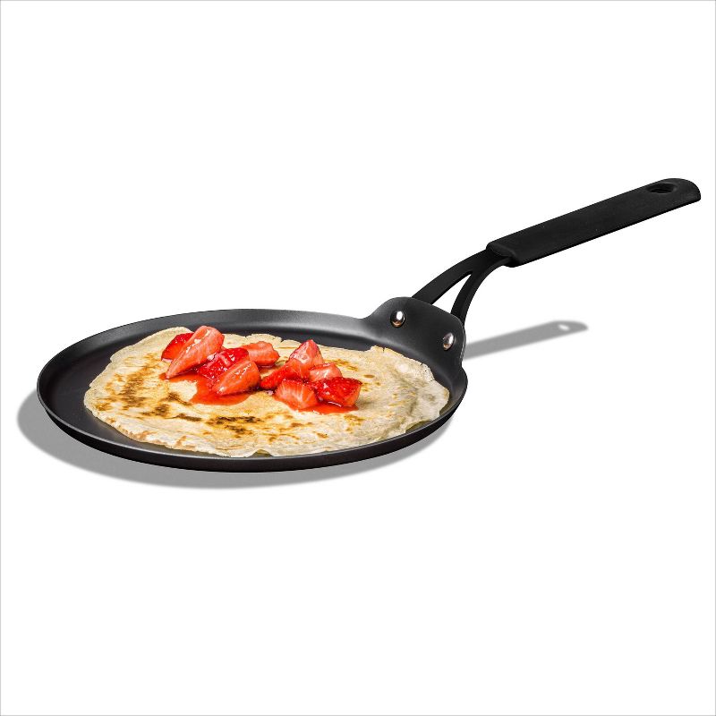 OXO 10&#34; Ceramic Steel Crepe Pan with Silicone Sleeve Black, 4 of 6