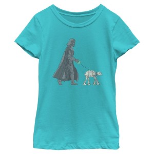 Girls Star Wars Darth Vader AT-AT Walking the Dog T Shirt - 1 of 4