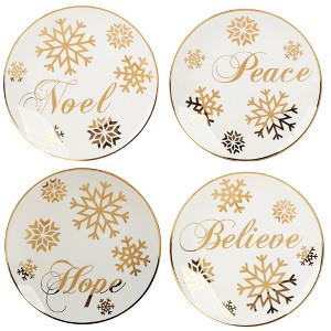 Certified International Set of 4 Christmas Glitter Salad Plates Gold - 1 of 4