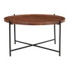Treasure Trove Accents Huntley Contemporary Round Tray Top Coffee Table Brown/Black : Industrial Style, Iron Frame, Acacia Wood - 2 of 4