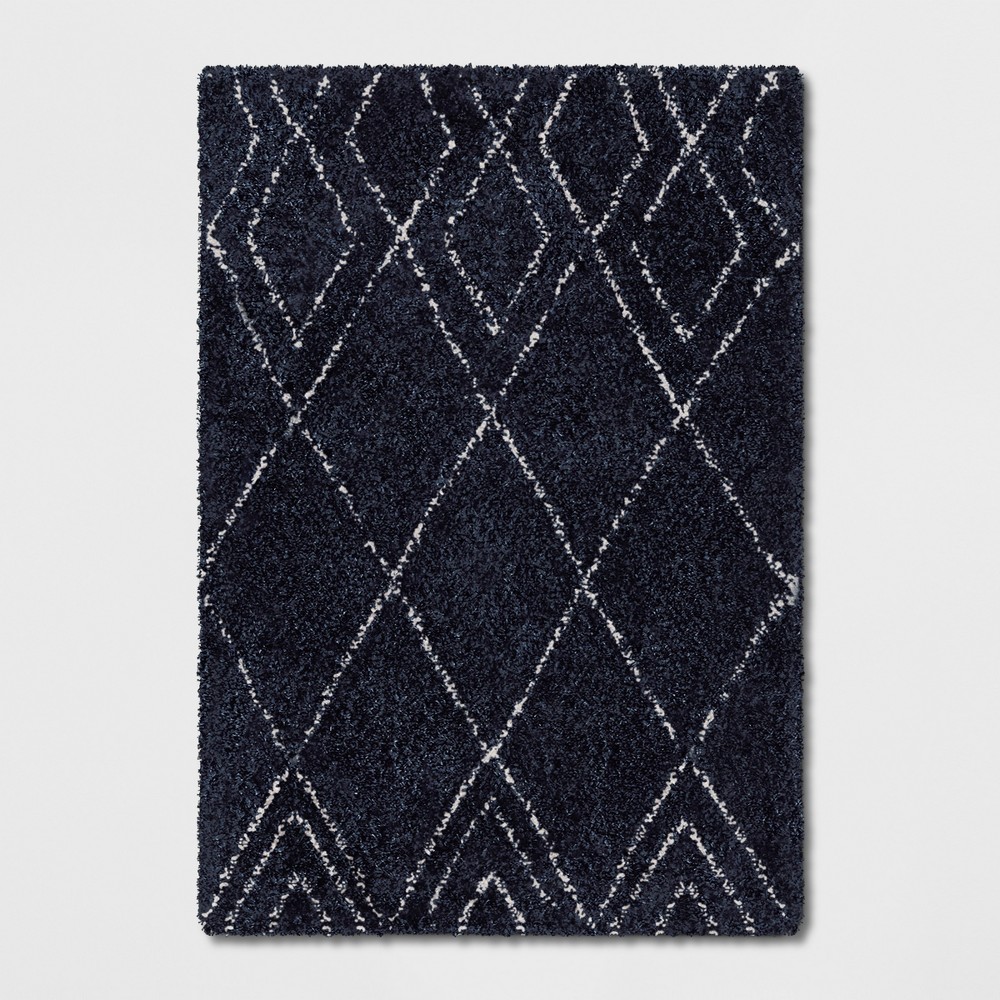 7'X10' Diamond Patterned Shag Woven Area Rug Navy - Project 62™ -  53566767