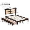 Platform Bed King Frame With Rattan Headboard, Platform Bed Storage With 2 Drawers, Wood Bed With Enhanced Support Salts And Feet-Cuddlewood - 4 of 4