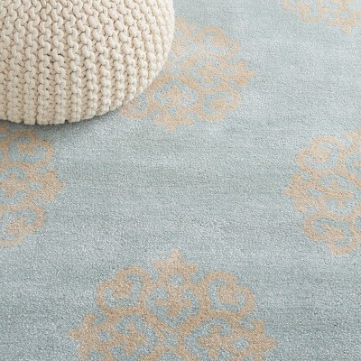Handmade Turquoise and Yellow Wool Viscose 6' x 9' Area Rug