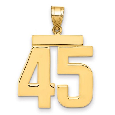 Black Bow Jewelry 14k Yellow Gold, Athletic Collection, Large Polished Number 45 Pendant
