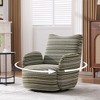 CAVINAS Modern Swivel Leisure Chair,Sofa Lounge Chair with Striped Fabric,Metal Base,Sand-Rimmed Boucle Armrest Chair for Living Room,Bedroom - 2 of 4