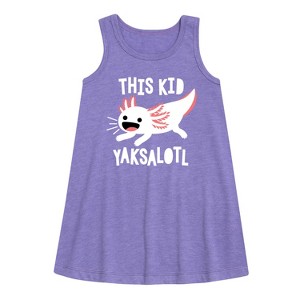 Girls' - Instant Message - This Kid Yaksalotl Graphic Sleeveless Aline Dress - 1 of 4