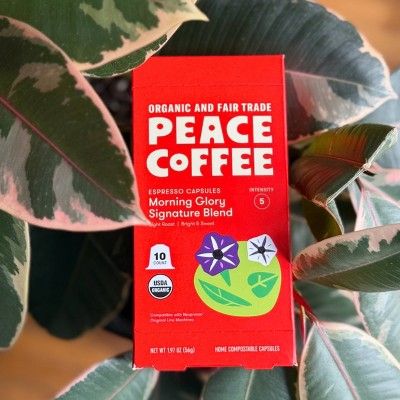 Peace Coffee Morning Glory Light Roast Nespresso Original Line Compatible Espresso Coffee Capsules - 10ct