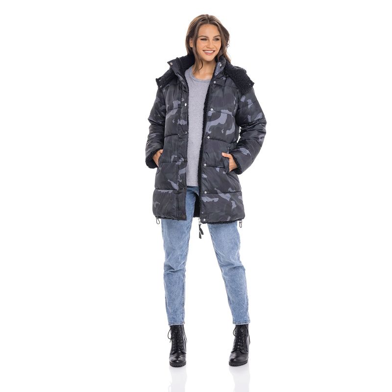 Women's Winter Puffer Jacket Coat Reversible to Soft Faux Fur - S.E.B. By SEBBY, 5 of 8