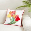 Saro Lifestyle Colorful Felt Applique Tulips Down Filled Pillow, 18"x18", Multicolored - 4 of 4