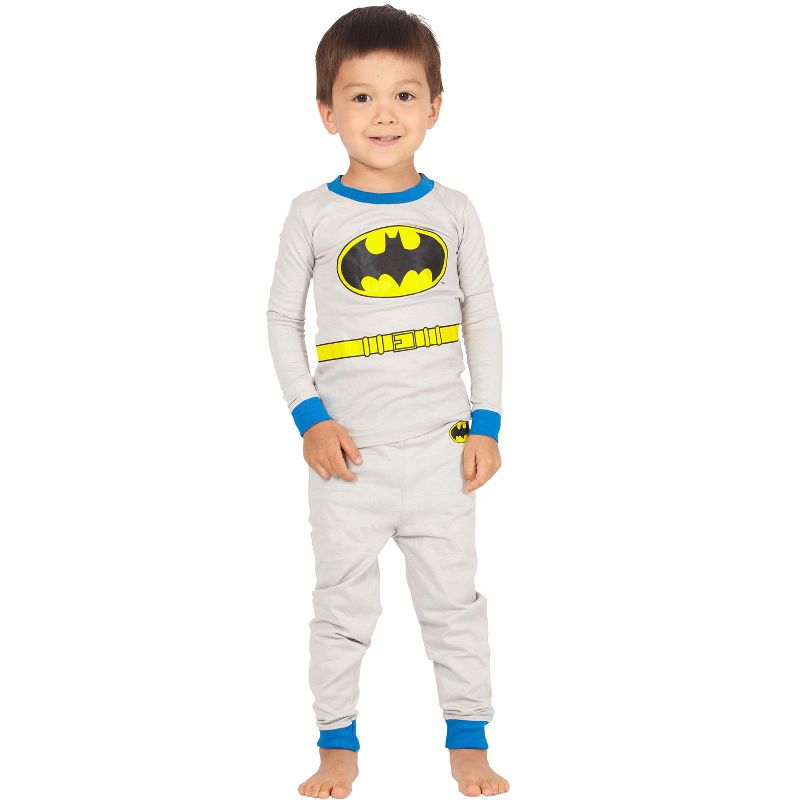 DC Comics Boys Batman Gray Costume Pajama Set, 1 of 4
