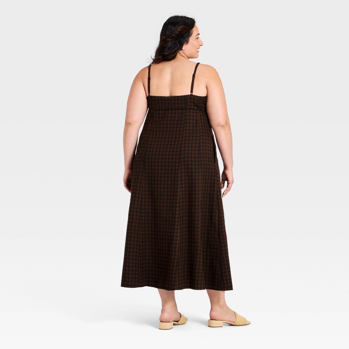 Women's Cami Gingham Maxi Dress - A New Day™ Black - thumbnail 5