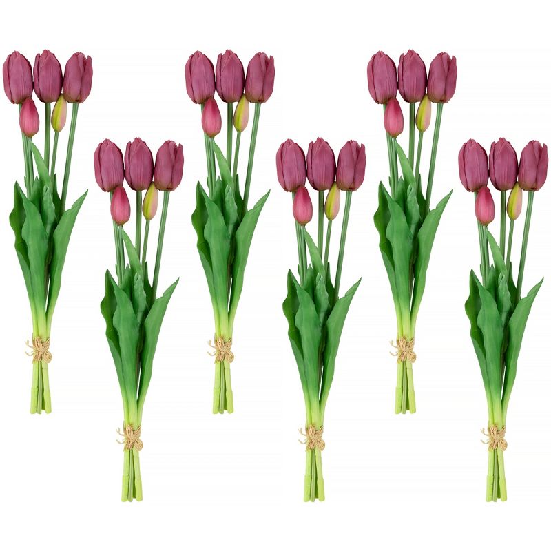 Northlight Real Touch™ Purple Artificial Tulip Floral Bundles, Set of 6 - 18", 1 of 10