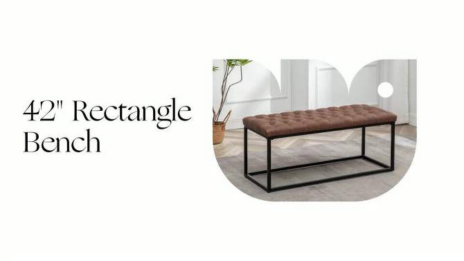 42" Rectangle Bench with Black Metal Base - WOVENBYRD, 2 of 12, play video