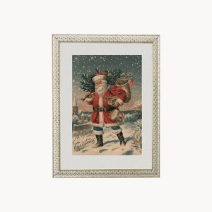 8" x 10" Vintage Santa White with Gold Frame Wall Canvas - Petal Lane: Christmas Art, Framed Digital Print - 1 of 3