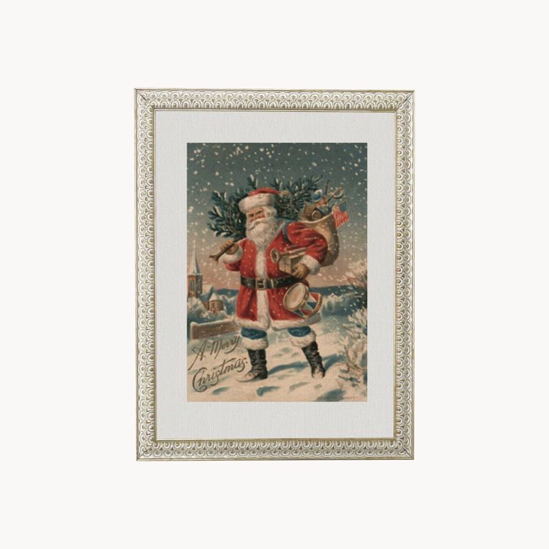 8&#34; x 10&#34; Vintage Santa White with Gold Frame Wall Canvas - Petal Lane, 1 of 5