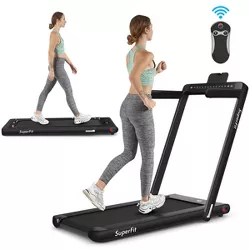 SuperFit 2.25HP 2 in 1 Dual Display Folding Treadmill Jogging Machine W/ Speaker