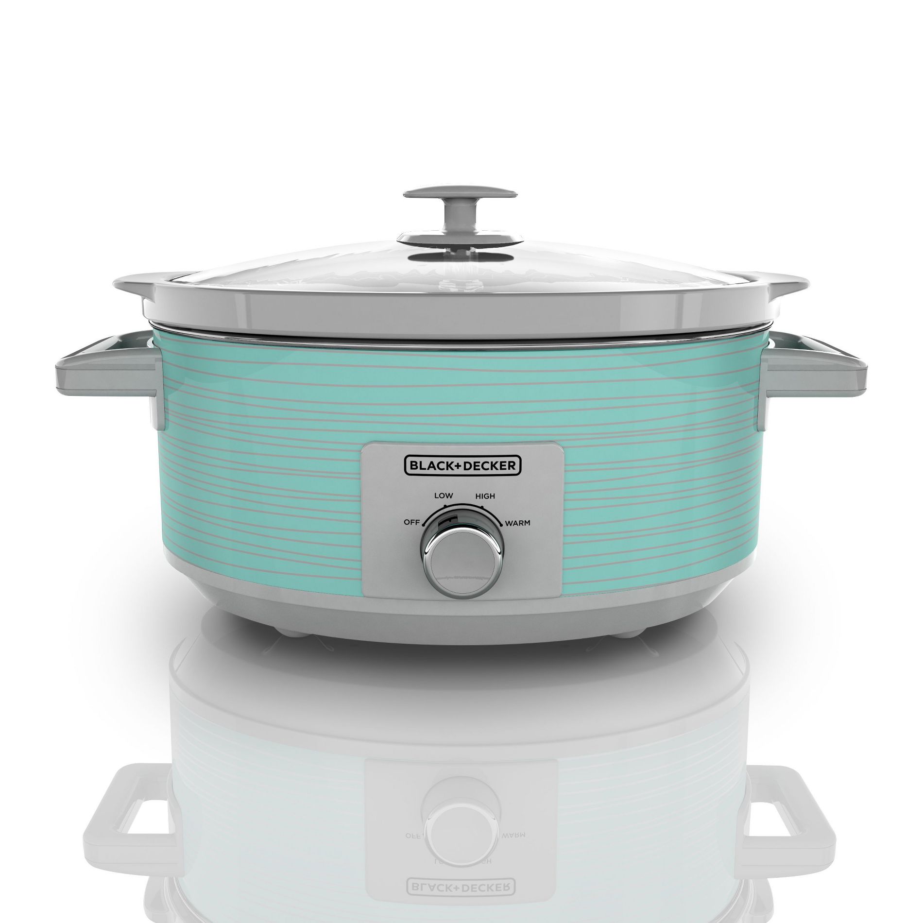 BLACK+DECKER 7-Quart Slow Cooker, SC2007D, Lid Holder, 3 Heat Settings, Extra Large Handles, Dishwasher Safe, Teal