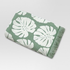 Palm Leaf Bath Towels Cream/Green - Threshold