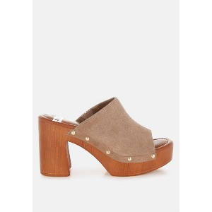 Masaki Soft Suede Leather Wooden Women Clogs - 1 of 4