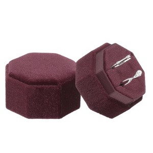 Unique Bargains Velvet Octagon Wedding Proposal Engagement 2 Slot Jewelry Storage Ring Box - 1 of 4