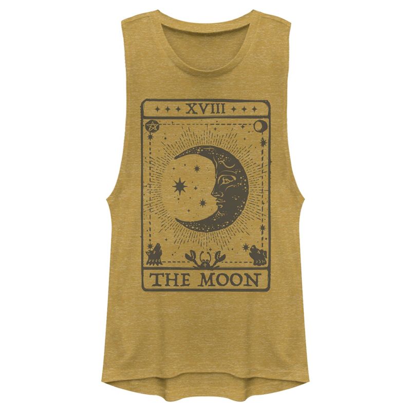 Juniors Womens Lost Gods The Moon Tarot Card Festival Muscle Tee, 1 of 5