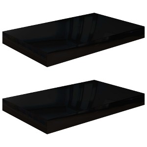 vidaXL Floating Wall Shelves 2 pcs High Gloss Black 15.7"x9.1"x1.5" MDF - 1 of 1