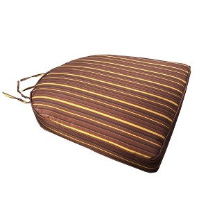 Oakland Living 20"x19" Patio Dining Outdoor Chair Cushion Burgundy/Red/Yellow Stripe: Removable Zippered Cover, Foam Filled, All-Weather - 1 of 2