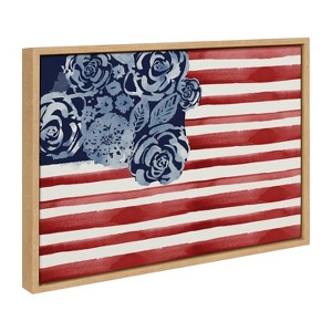 18" x 24" Sylvie Floral Flag Framed Canvas by Sara Berrenson Natural - Kate & Laurel All Things Decor: Sara Berrenson Wall Decor - 1 of 4