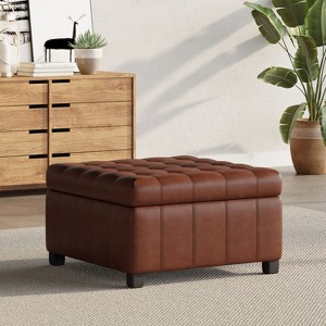 Airsurfer Storage Ottoman for Living Room, Bedroom, Brown Faux Leather - 1 of 4