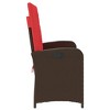 vidaXL Reclining Patio Bench with Cushions Seat Poly Rattan Brown/Gray/Black - Brown 41.3" x 23.2" x 36.6" - 4 of 4